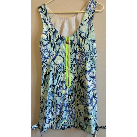 Lilly Pulitzer Mila Shift Dress Shells Ocean Blue Gold Sand Dollars Tropical 8 - Picture 10 of 16